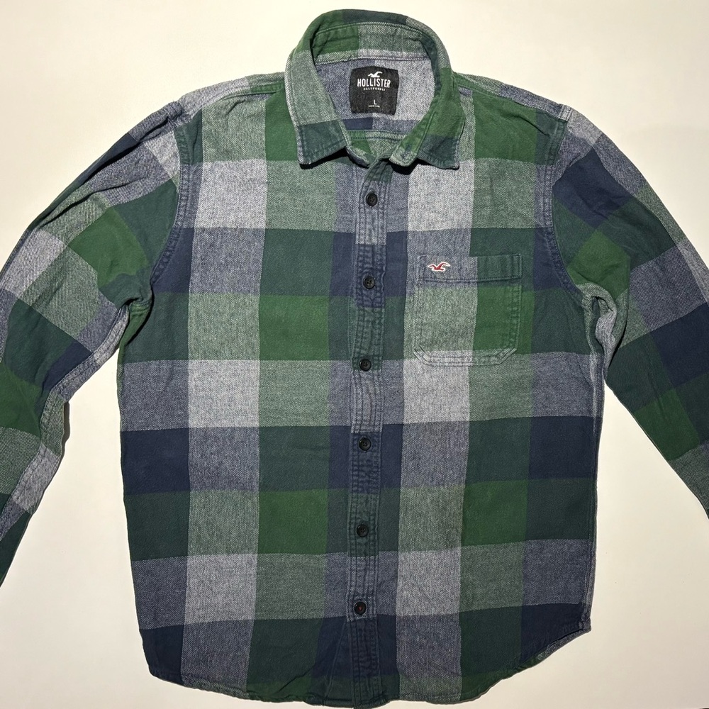Hollister Ladies Plaid Shirt in Green and Blue